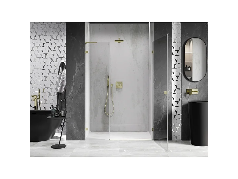 Mexen Lunar-B L porte de douche pivotante droite 120 cm, transparent, or brossé - 832SL-120-050-55-00-P