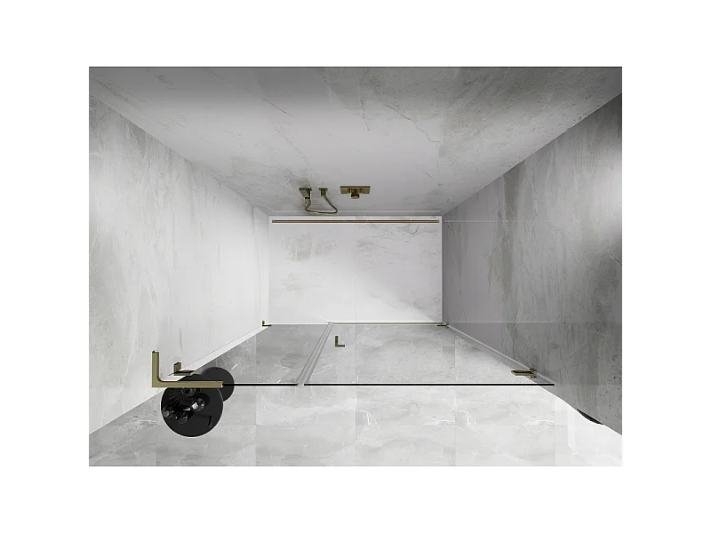 Mexen Lunar-B L porte de douche pivotante droite 120 cm, transparent, or brossé - 832SL-120-050-55-00-P