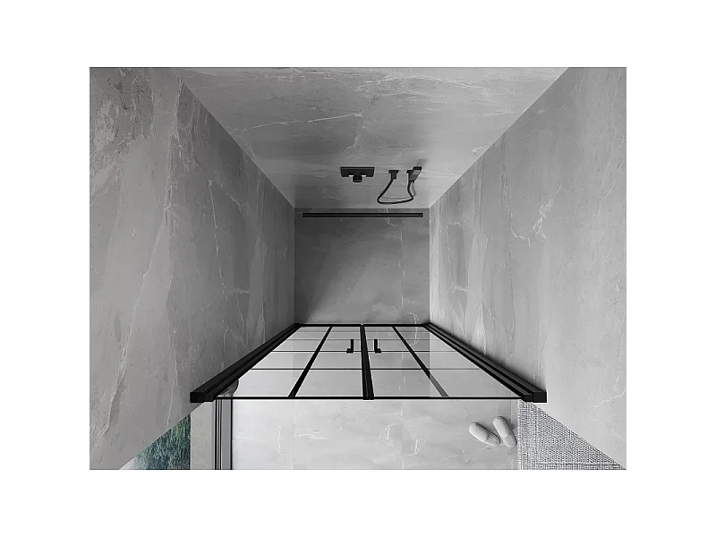 Mexen Mist Duschflügeltür 120 cm, schwarzes Gitter, schwarz - 8A7-120-000-70-77