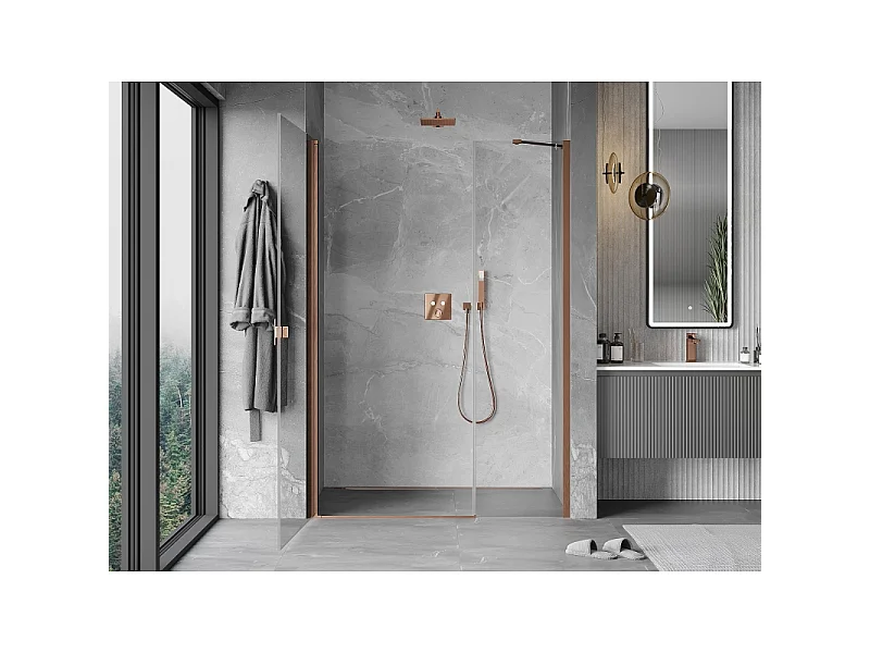 Mexen Mist-B douchedeur 105 cm, transparant, geborsteld koper - 8A2-105-001-65-00