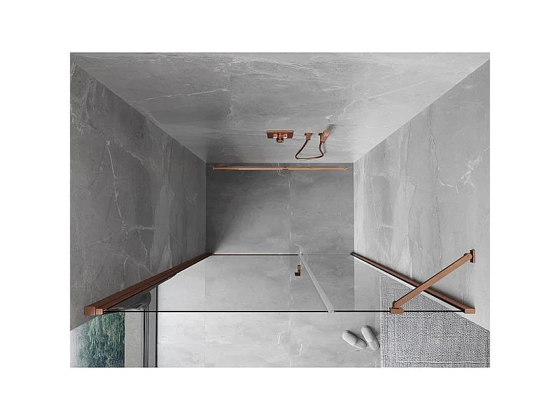 Mexen Mist-B douchedeur 105 cm, transparant, geborsteld koper - 8A2-105-001-65-00