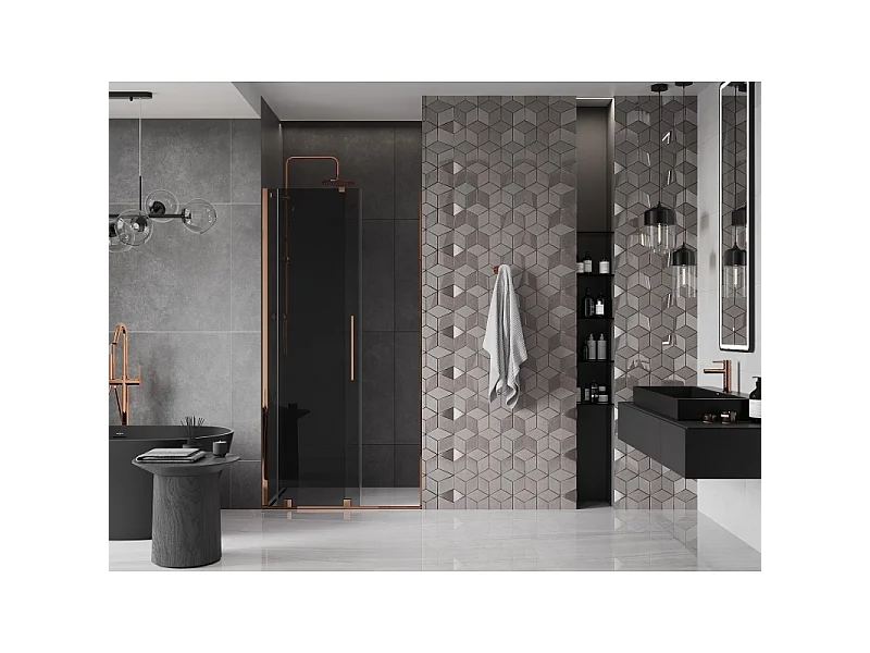 Mexen Velar Schiebetür Dusche 110 cm, Graphit, Roségold - 871-110-000-41-60