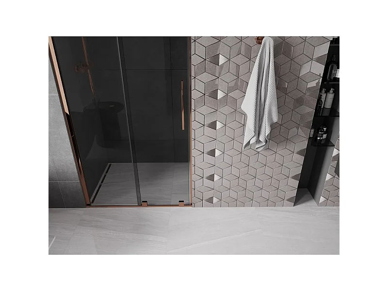 Mexen Velar Schiebetür Dusche 110 cm, Graphit, Roségold - 871-110-000-41-60