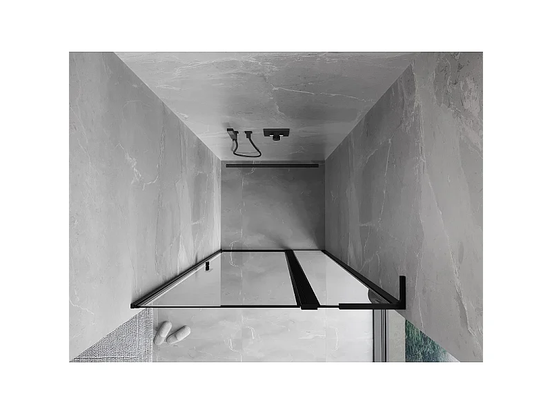 Mexen Mist L porte de douche pivotante droite 95 cm, cadre noir, noir - 8A4L-095-000-70-70-P
