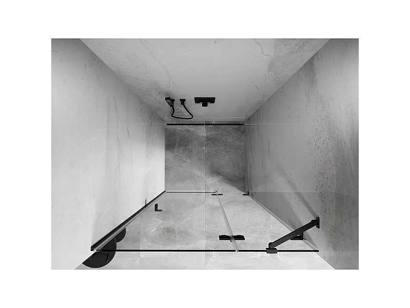 Mexen Lunar højre hængslede brusedør 115 cm, transparent, gun grå børstet - 834-115-000-66-00-P