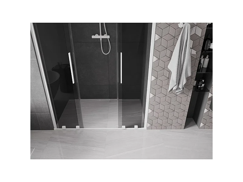 Mexen Velar L Duo Duschschiebetür 150 cm, Grafit, Weiß - 871-150-003-42-20