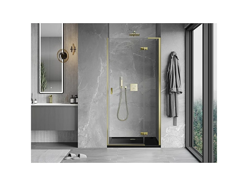 Mexen Mist-H L drzwi prysznicowe uchylne prawe 70 cm, transparent, złote - 8A5L-070-000-50-00-P