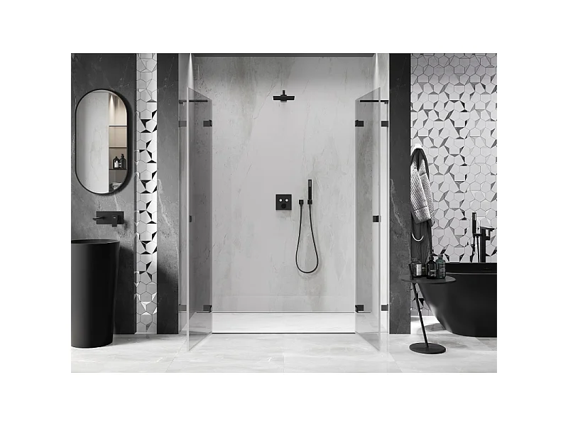 Mexen Lunar L Duo krilna vrata za prho 200 cm, prozorna, barva pištole - 834DL-200-000-95-00