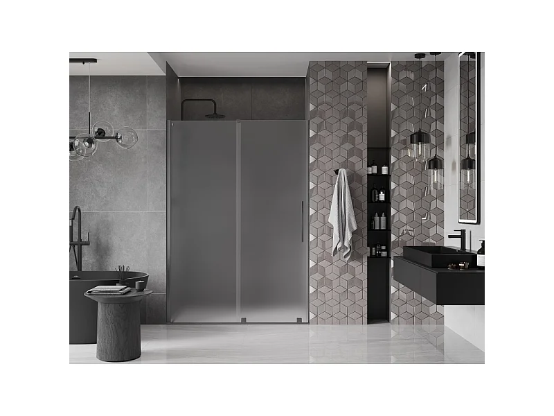 Mexen Velar porte de douche coulissante 130 cm, givre, gris canon brossé - 871-130-000-31-66