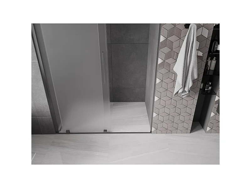 Mexen Velar porte de douche coulissante 130 cm, givre, gris canon brossé - 871-130-000-31-66
