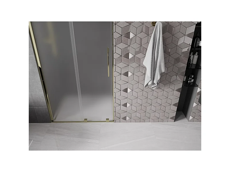 Mexen Velar portes de douche coulissantes 110 cm, givré, doré - 871-110-000-31-50