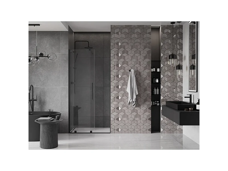 Mexen Velar 90 cm Schiebeduschtür, transparent, schwarz - 871-090-000-01-70