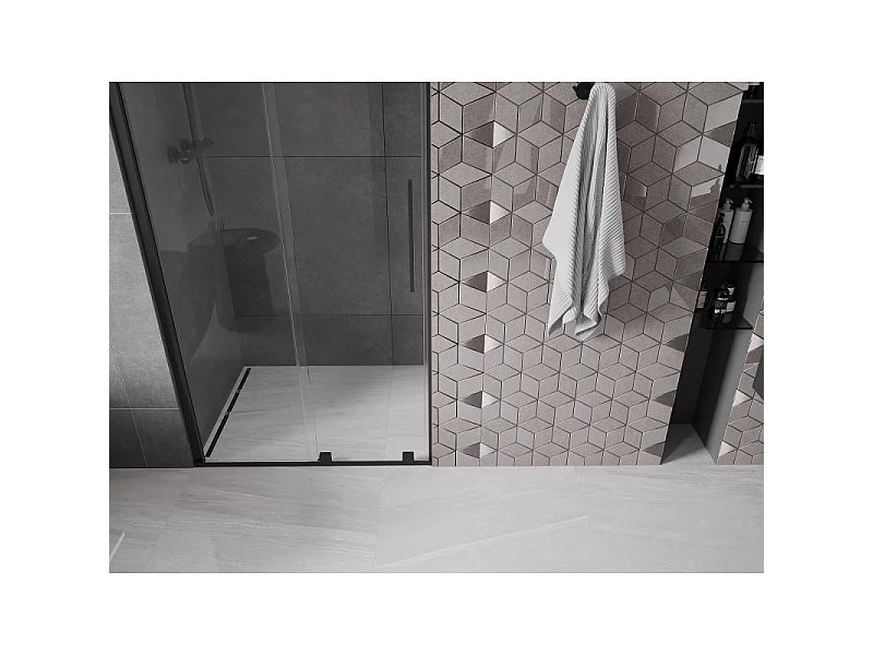 Mexen Velar 90 cm Schiebeduschtür, transparent, schwarz - 871-090-000-01-70