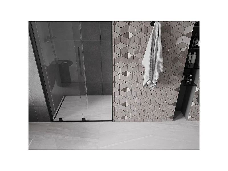 Mexen Velar 90 cm Schiebeduschtür, transparent, schwarz - 871-090-000-01-70
