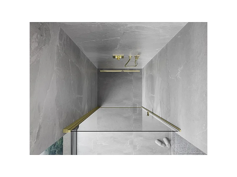 Mexen Mist-B draaideur douche 100 cm, transparant, goud geborsteld - 8A2-100-000-55-00
