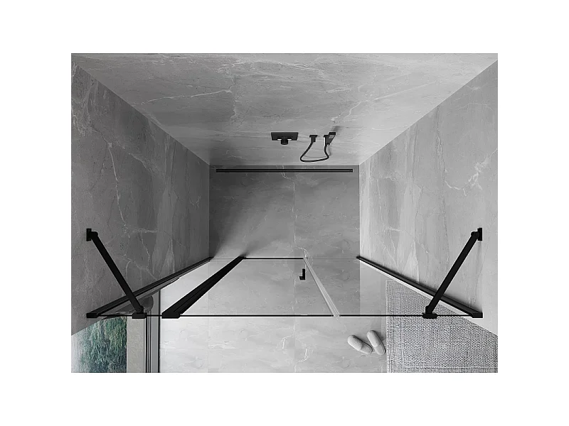 Mexen Mist porta doccia a battente 130 cm, trasparente, nero - 8A4-130-001-70-00