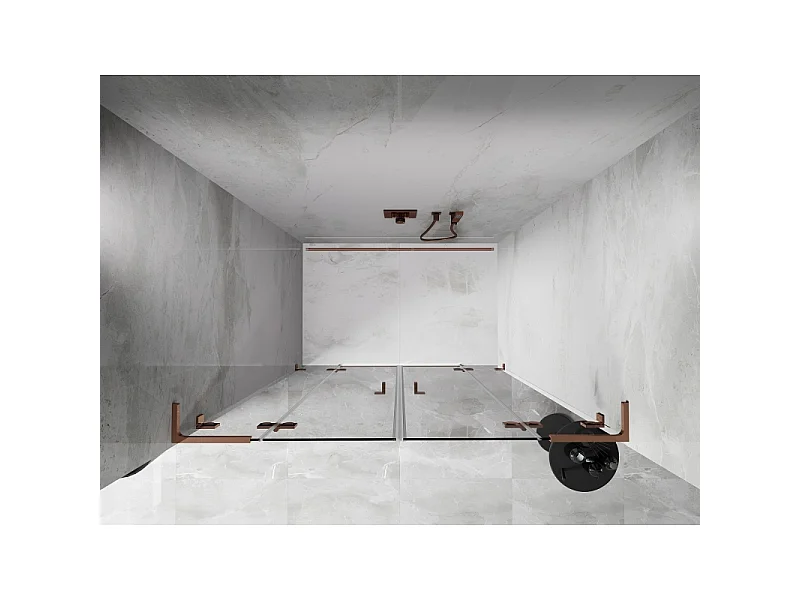 Mexen Lunar L Duo duschtüren 140 cm, transparent, roségold - 834DL-140-000-60-00
