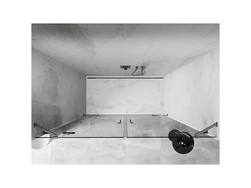 Mexen Lunar Duo brusedøre drejelig 170 cm, transparent, børstet nikkel - 834D-170-000-97-00