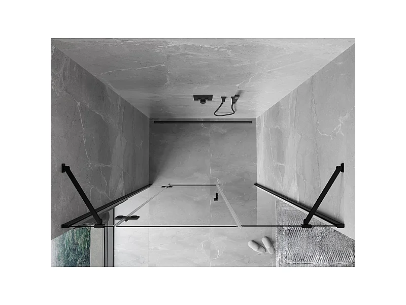 Mexen Mist-H porta doccia battente sinistra 160 cm, trasparente, nero - 8A5-160-001-70-00-L