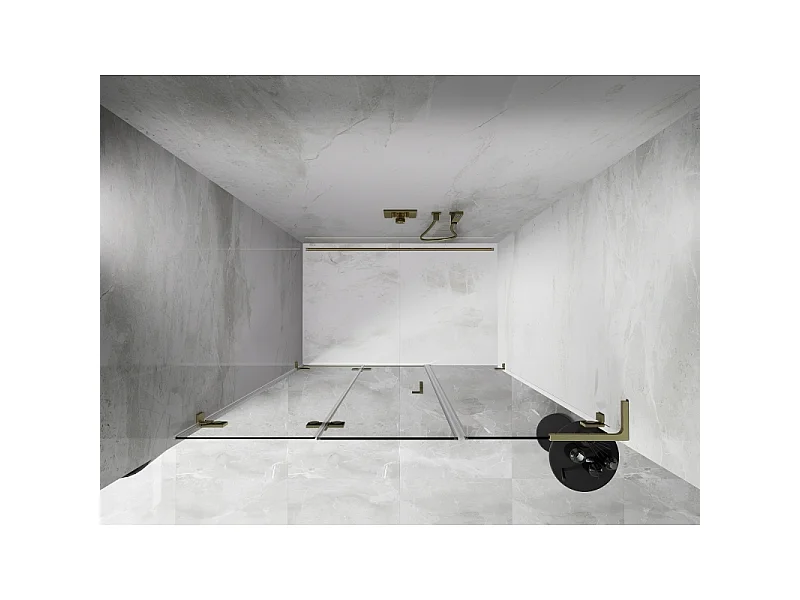 Mexen Lunar-F L folding shower door left 140 cm, transparent, brushed gold - 836SL-140-050-55-00-L