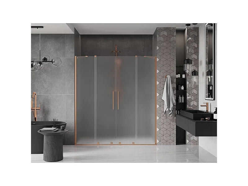 Mexen Velar Duo puerta de ducha corredera 170 cm, escarcha, cobre cepillado - 871-170-000-32-65