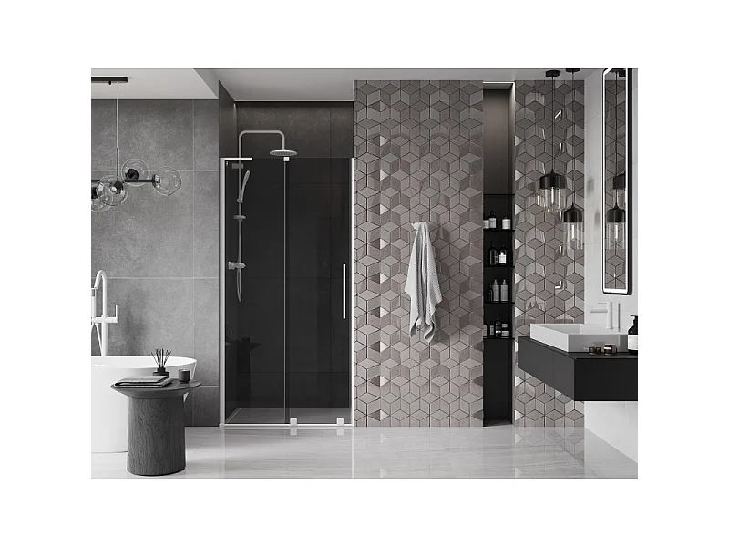 Mexen Velar L Schiebetüren für Dusche 120 cm, Graphit, Weiß - 871-120-003-41-20