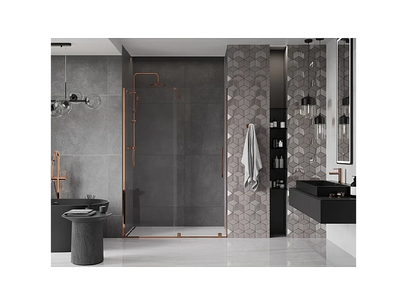 Mexen Velar porte de douche coulissante 140 cm, transparent, or rose - 871-140-000-01-60