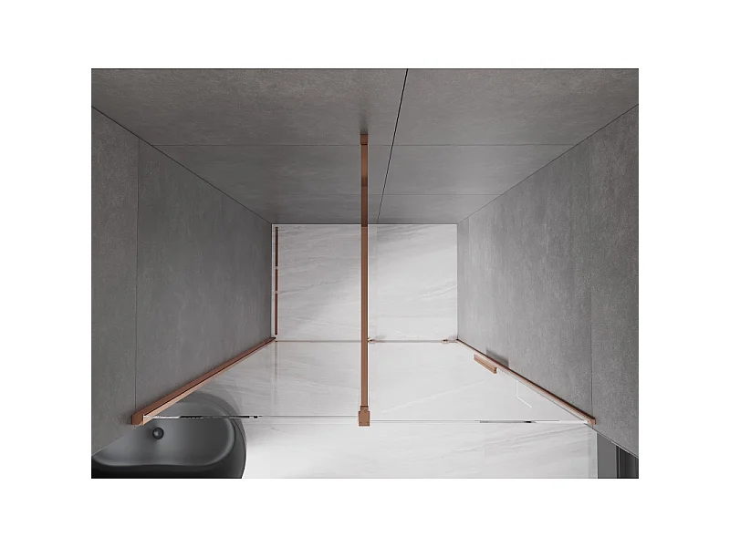 Mexen Velar porte de douche coulissante 140 cm, transparent, or rose - 871-140-000-01-60