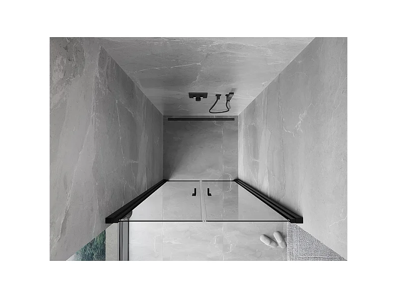 Mexen Mist draaideur douche 75 cm, transparant, zwart - 8A7-075-000-70-00