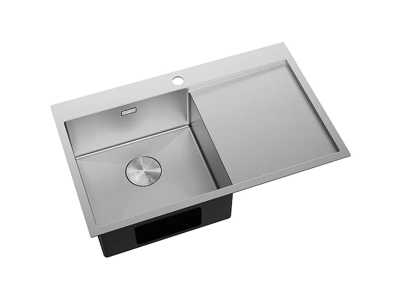Mexen Exar fregadero de acero inoxidable de 1 seno con escurridor, izquierdo 780 x 480 mm, inox HC - 6433781010L-01HC
