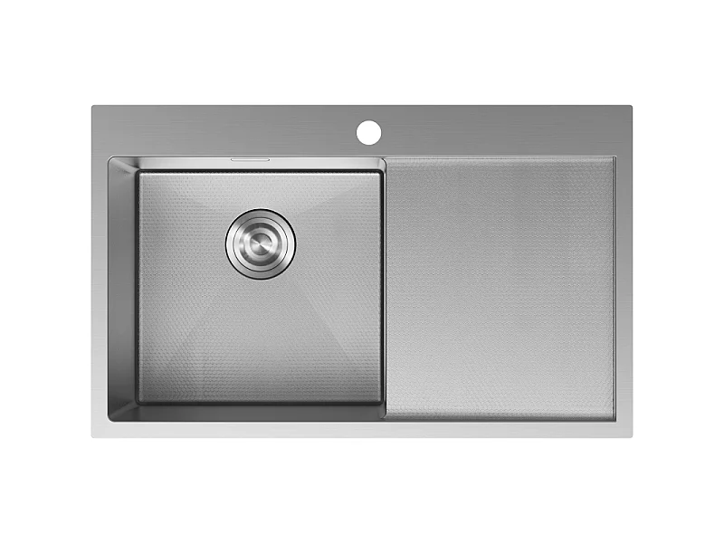 Mexen Exar fregadero de acero inoxidable de 1 seno con escurridor, izquierdo 780 x 480 mm, inox HC - 6433781010L-01HC