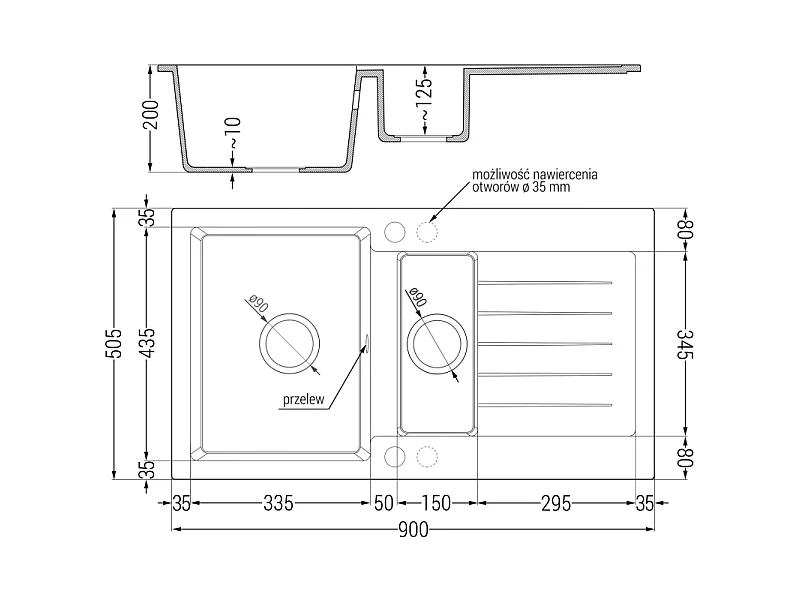 Mexen Matias granite sink 1.5-bowl with drainer and Flora kitchen tap, black - 6502-77-670401-57-B