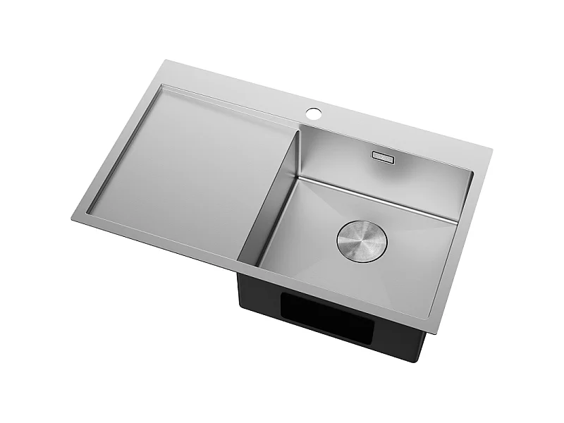 Mexen Exar fregadero de acero inoxidable de 1 cubeta con escurridor, derecho 780 x 480 mm, inox - 6434781010P-01