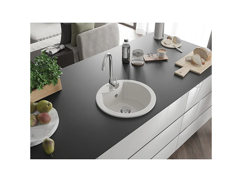 Mexen Diego lavello in granito 1 vasca 488 x 480 mm, bianco, sifone cromato - 6512481000-20