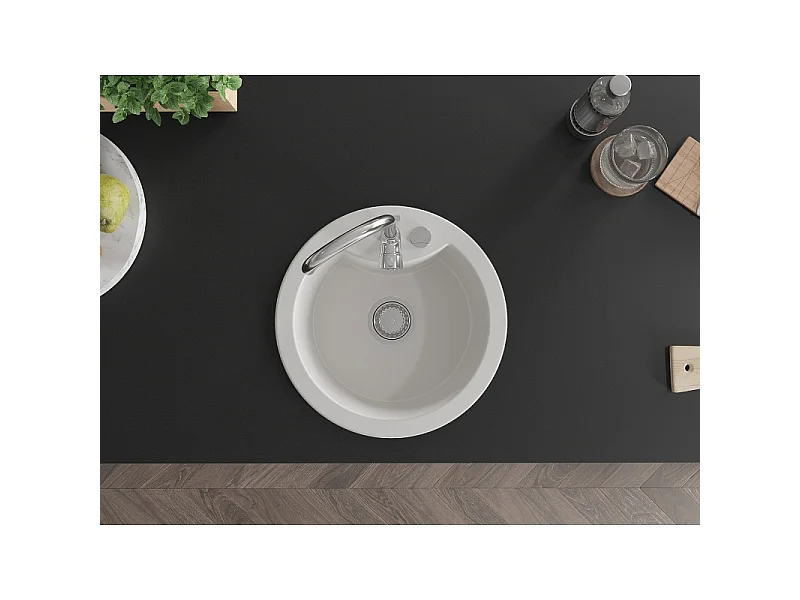 Mexen Diego lavello in granito 1 vasca 488 x 480 mm, bianco, sifone cromato - 6512481000-20