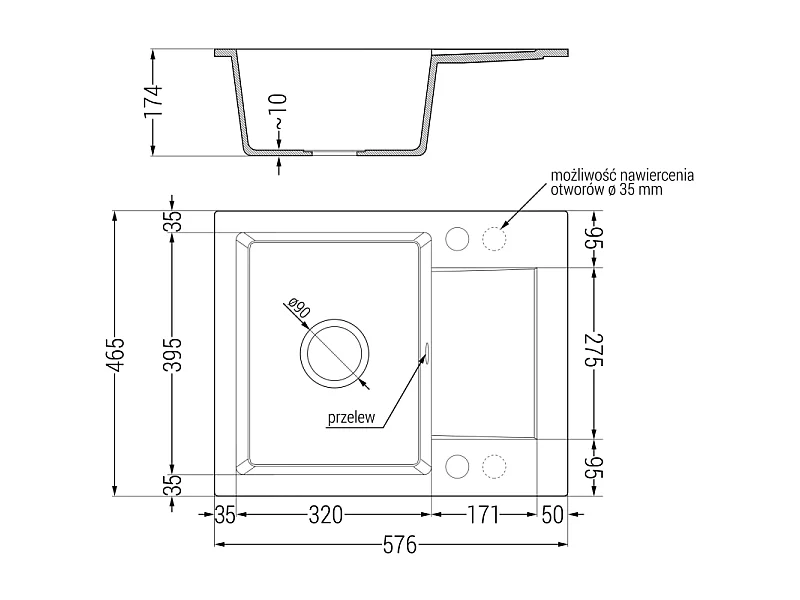 Mexen Enzo granite kitchen sink 1-bowl with drainer and Aster kitchen tap, black speckled - 6506-76-73450-07