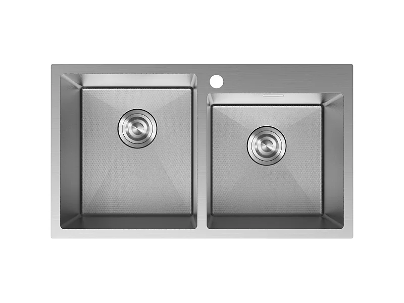 Mexen Xorin fregadero de acero inoxidable de 2 compartimentos 780 x 450 mm, inox HC -6441782000-01HC