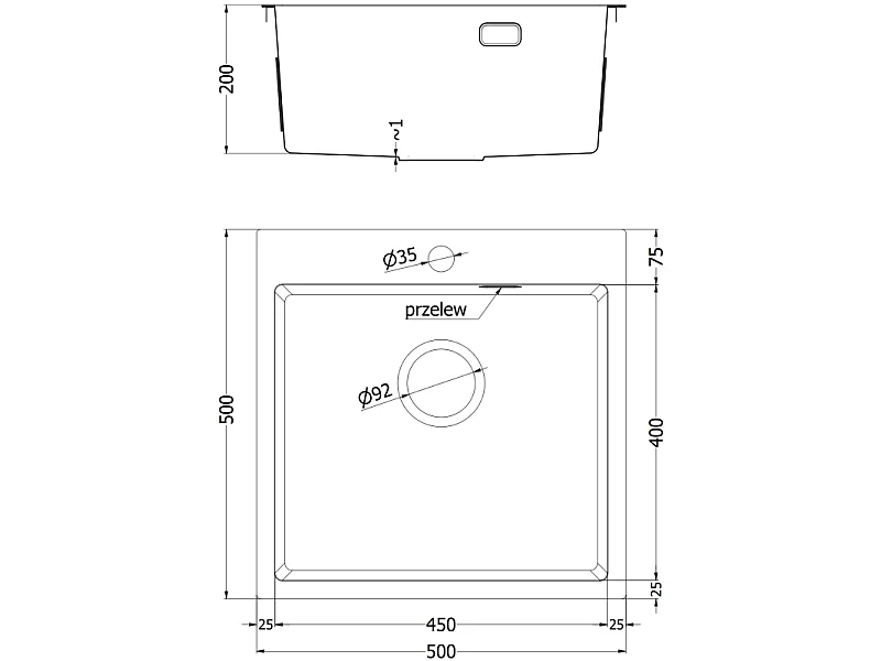 Mexen Solix Steel Sink, 1-Bowl, 500 x 500 mm, Copper HC - 6407501000-65HC