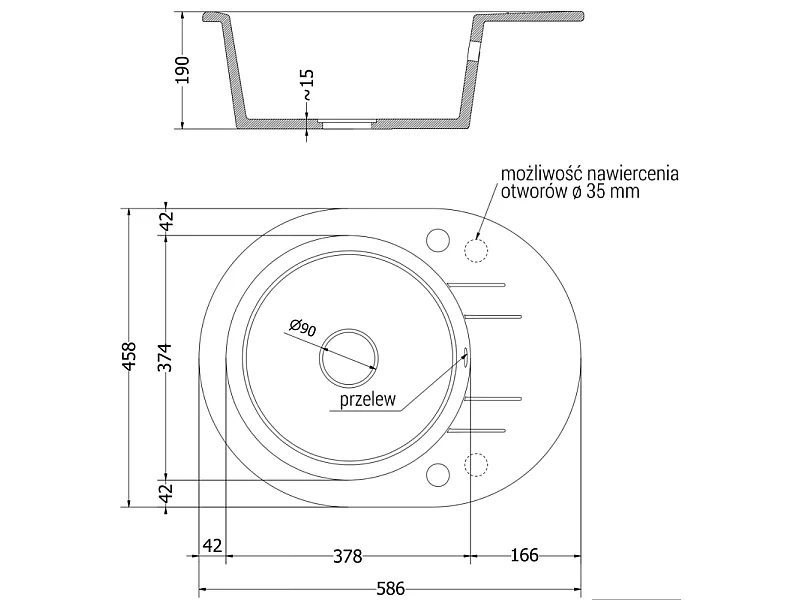 Mexen Kevin granite sink 1-bowl with drainer and Rita kitchen tap, black speckled - 6517-76-670300-70-B