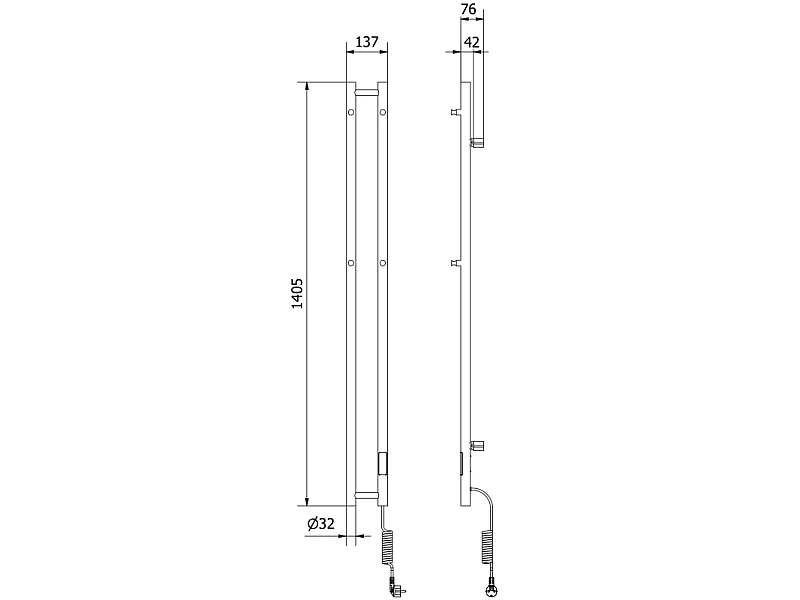 Mexen Pino radiateur électrique avec porte-serviettes 1405 x 137 mm, 150 W, blanc - W301-1405-137-00-20