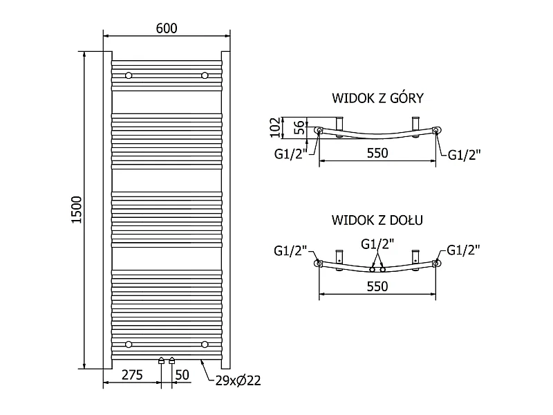 Mexen Ares radiateur électrique 1500 x 600 mm, 900 W, noir - W102-1500-600-2900-70