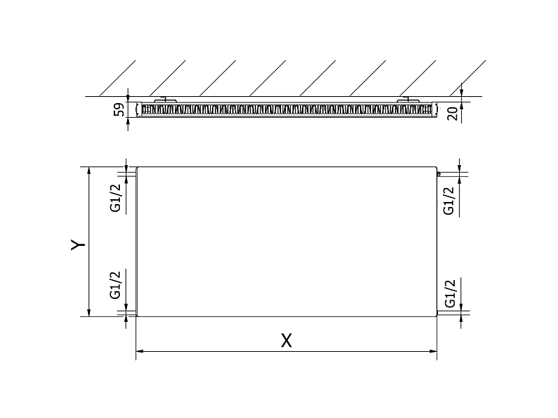 Mexen Flat CF11 Panel Radiator 900 x 1000 mm, Side Connection, 1091 W, White - W411F-090-100-00