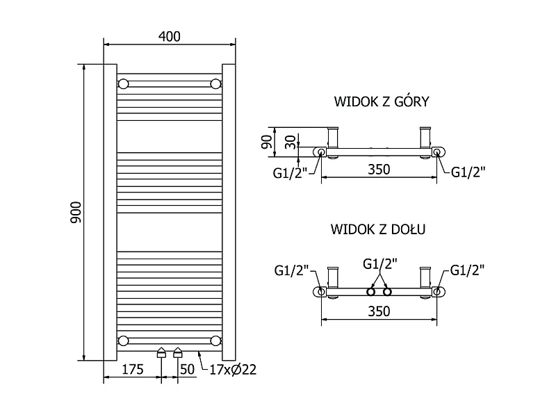 Mexen Mars radiateur électrique 900 x 400 mm, 300 W, noir - W110-0900-400-6300-70