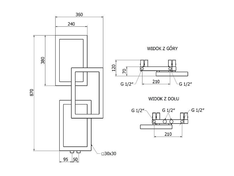 Mexen Grid radiador decorativo de baño 870 x 360 mm, 209 W, antracita - W215-0870-360-00-66