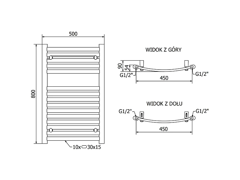 Mexen Helios radiateur électrique 800 x 500 mm, 300 W, chrome - W103-0800-500-2300-01
