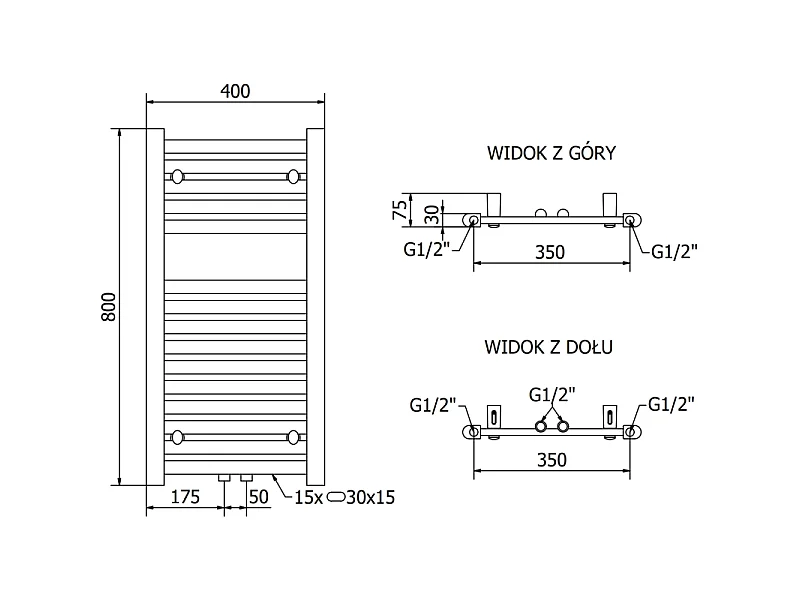 Mexen Hades radiateur électrique 800 x 400 mm, 300 W, anthracite - W104-0800-400-2300-66