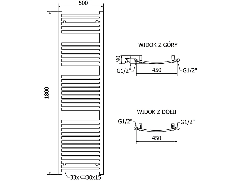 Mexen Helios radiateur électrique 1800 x 500 mm, 900 W, anthracite - W103-1800-500-2900-66