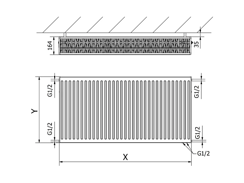 Mexen CV33 panel radiator 400 x 1500 mm, bottom connection, 2533 W, white - W633-040-150-00