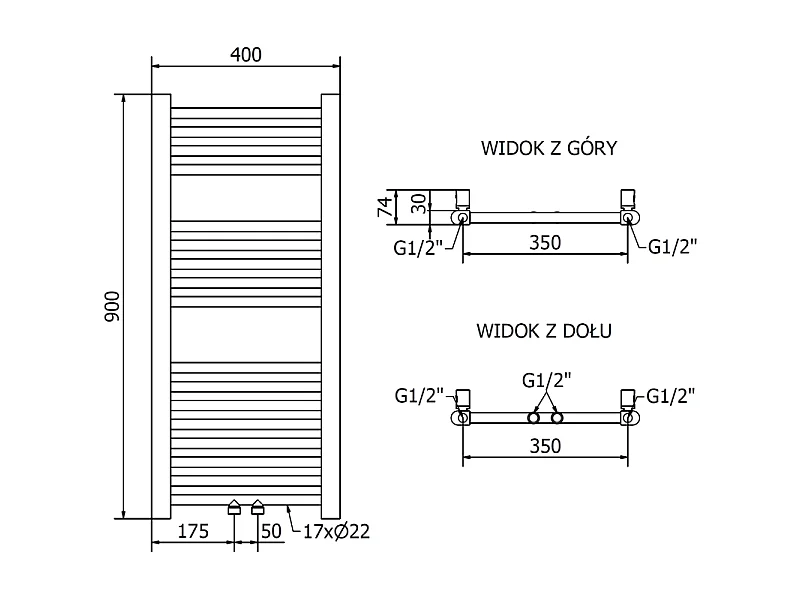 Mexen Mars radiateur électrique 900 x 400 mm, 300 W, doré - W110-0900-400-2300-50