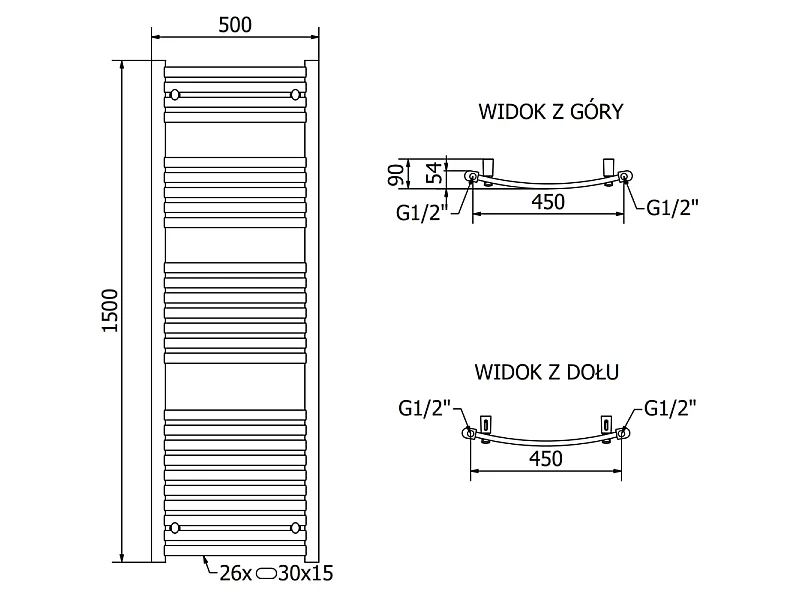 Mexen Helios radiateur électrique 1500 x 500 mm, 900 W, anthracite - W103-1500-500-2900-66